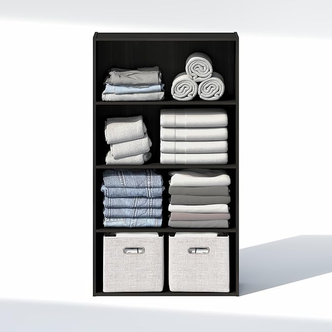 Furinno Reed Closet Organizers and Storage, 4-Tier Closet Organizer, Open Shelf
