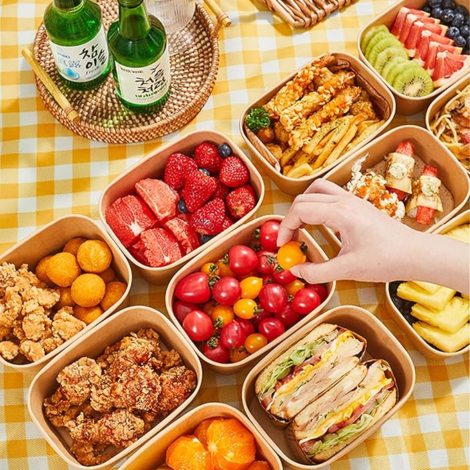 50-Pack 19oz Disposable Kraft Paper Bowls