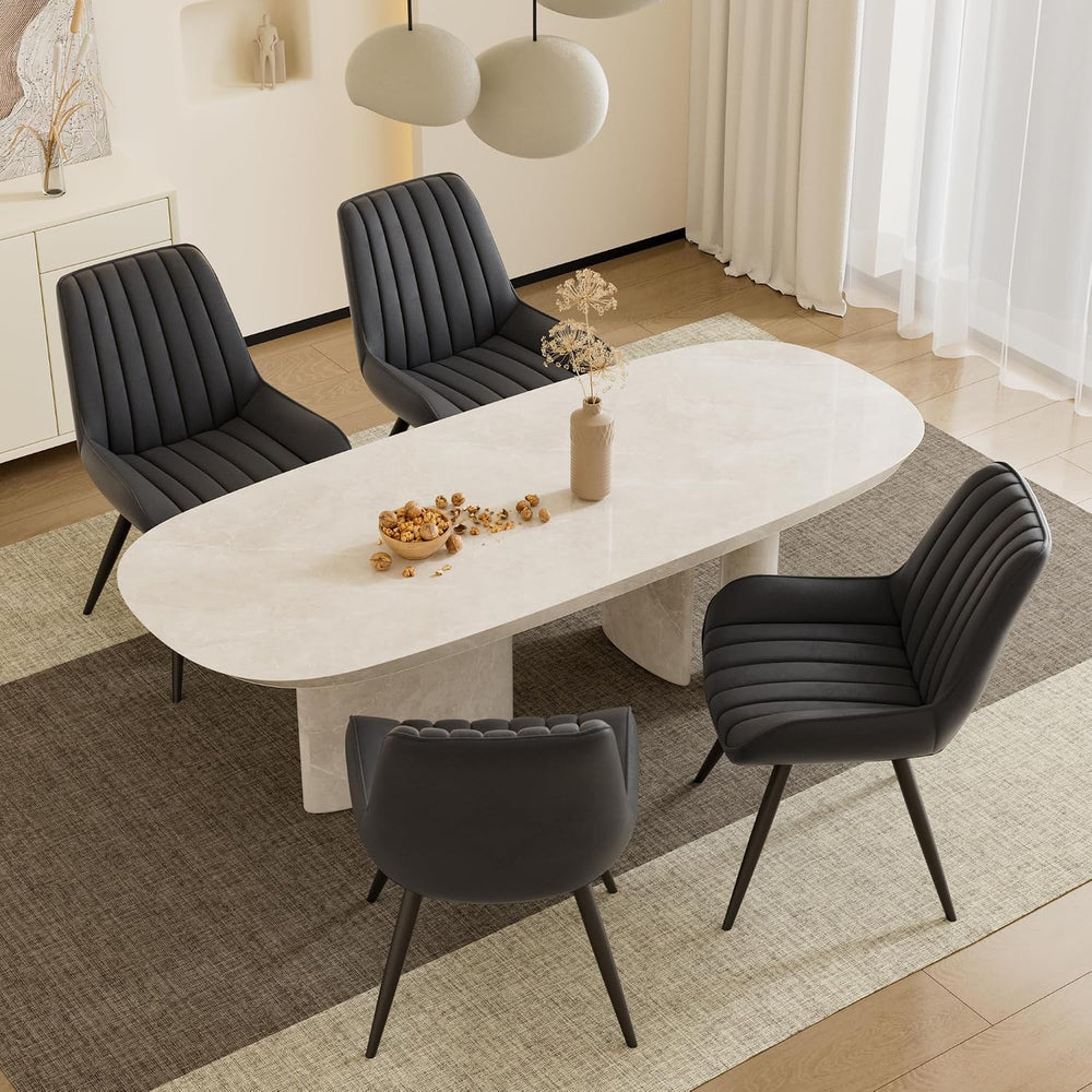Mid Century Modern Dining Chairs Set of 4, Soft Cushion Upholstered Fabric Ki...