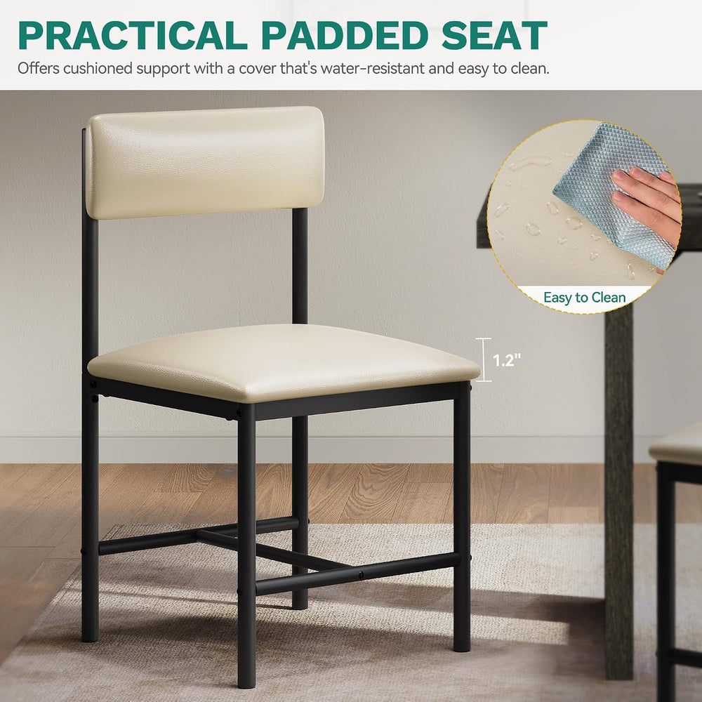 DWVO Dining Chairs Set of 4, White Faux Leather with Metal Legs | Padded seat...