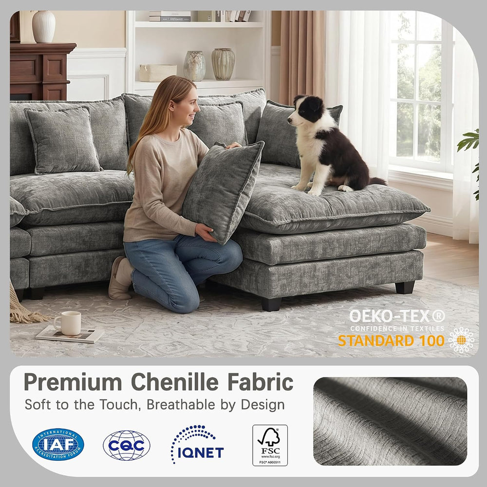 Modular Sectional Sofa 102" Oversized Cloud Couch with Ottoman