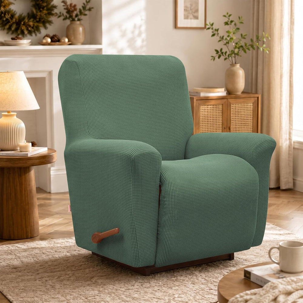 KEKUOU Recliner Chair Covers, 1-Piece Lazy Boy Recliner Cover,Greyish Green