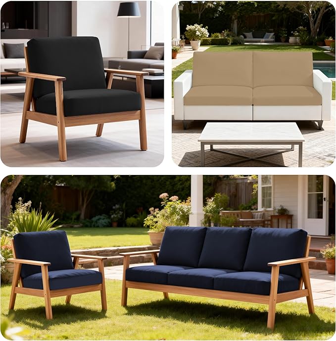 4Pcs Patio Stretch Cushion Covers, Outdoor Sofa Replacement Cover Slipcovers