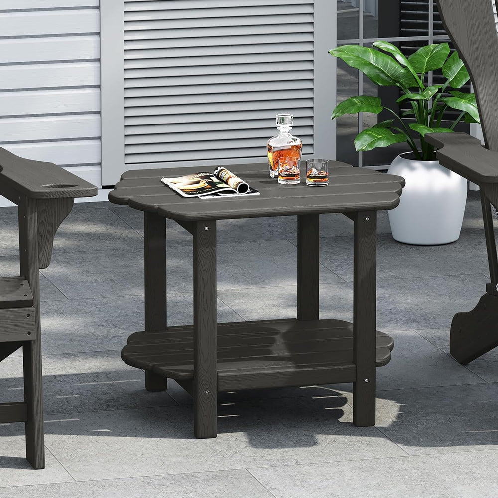 Small Outdoor Side Tables Modern 2-Tier Adirondack Table Rustic End Table HDP...