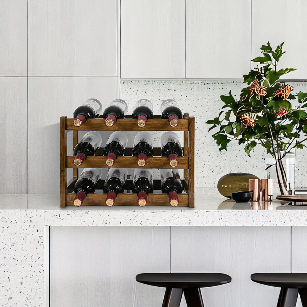 VASMIA Bamboo Wine Rack, Sturdy and Durable Wine Storage Cabinet Shelf, Wine ...