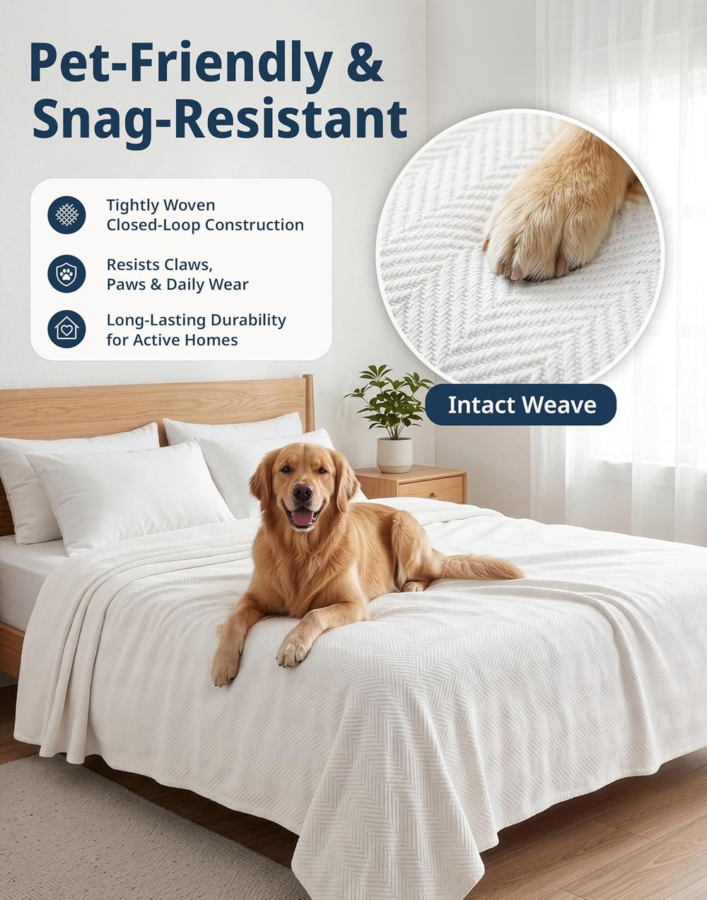 LANE LINEN King Size Blankets for Bed, 350 GSM 100% Cotton Medium Weight