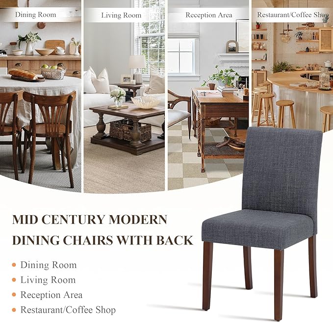 Upholstered Parsons Dining Chairs Set of 6, Modern Dining Room Chairs with Ba...