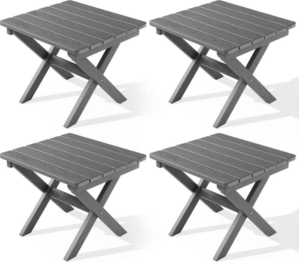 SERWALL Small Folding Outdoor Side Table Set of 4, Gray
