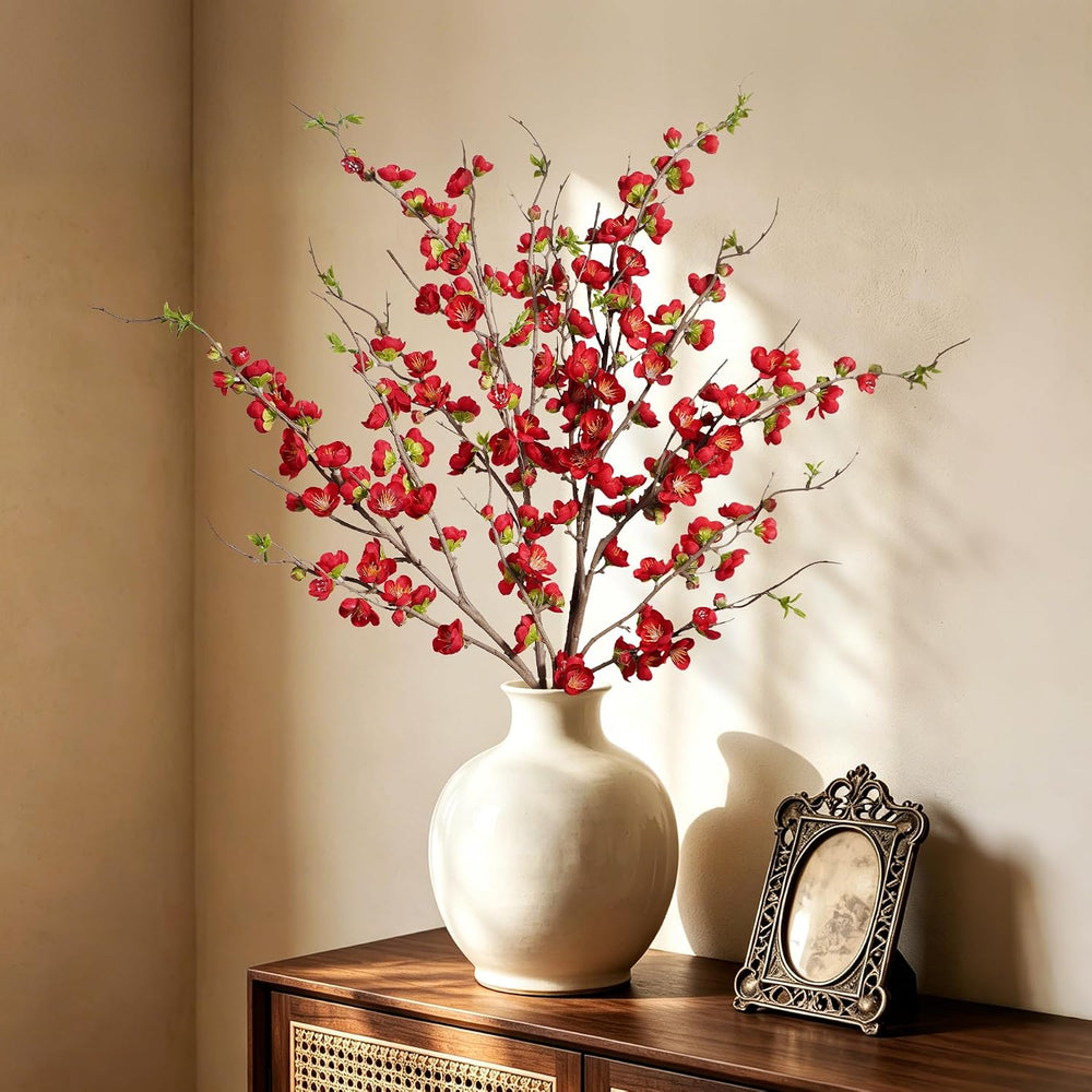 Artificial Cherry Blossom Branches Fake Plum Blossom 35.4''Fake Flowe...