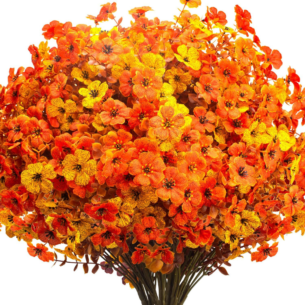 16 Bundles UV Resistant Artificial Fall Flowers Faux Mums for Outdoors