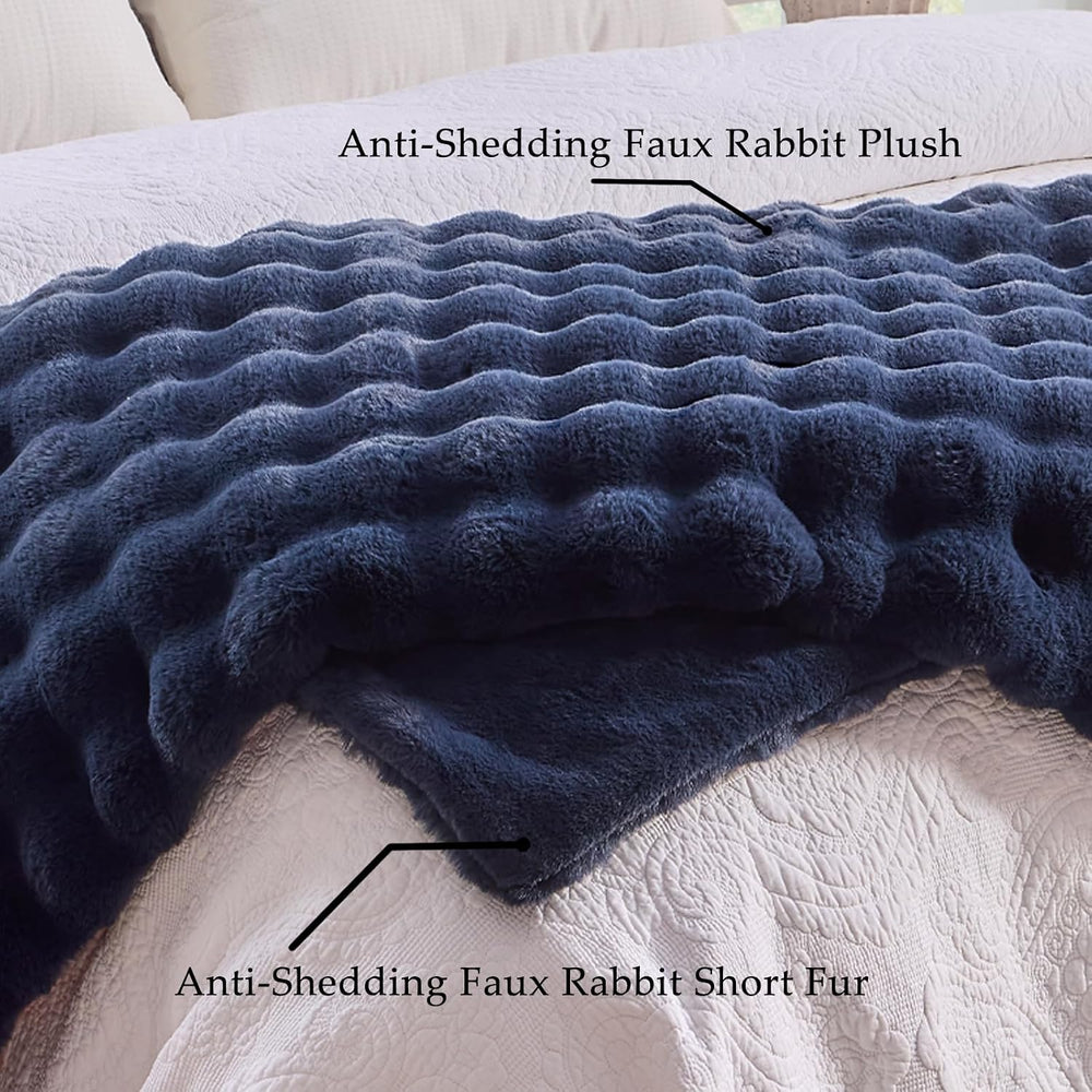 Fluffy Faux Fur Throw Blanket for Couch, Soft Plush Thick Cozy Fuzzy Luxury M...