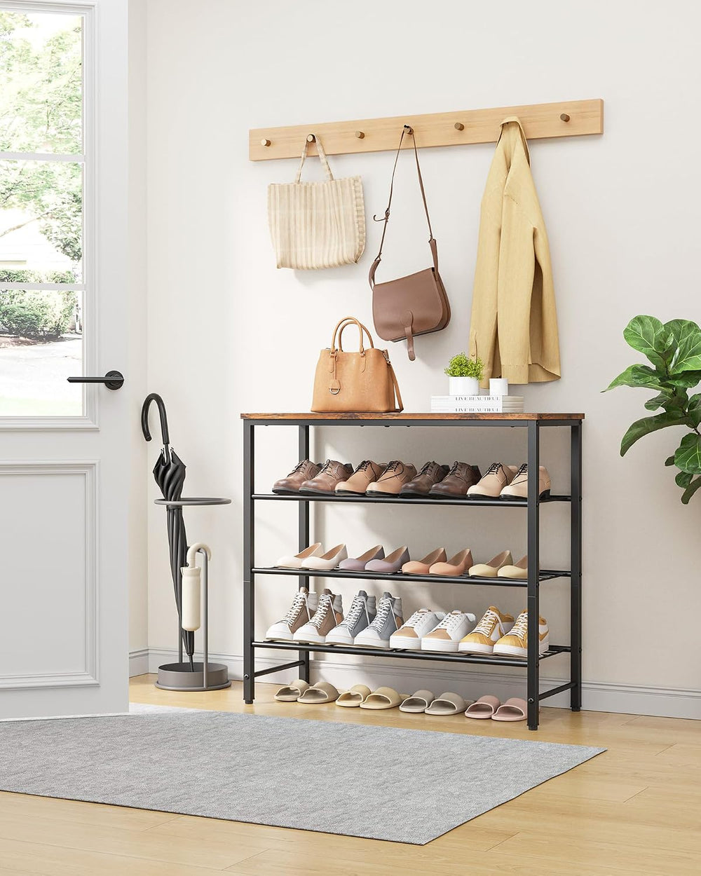 Kitsure Shoe Rack for Closet, Shoe Storage, 29.5" Wide - 4 Tier, Brown |...