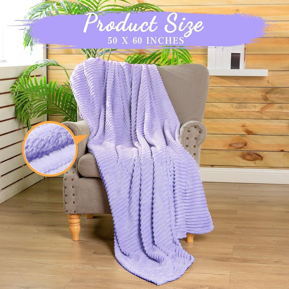 Buryeah 6 Pcs Flannel Throw Blankets Bulk Outdoor Wedding, Light Purple