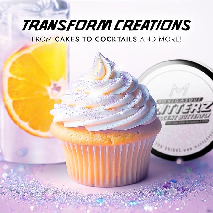 MONÉGASQUE Iridescent Edible Glitter for Drinks 10g – Halloween Edible Glitte...