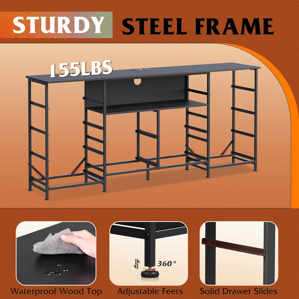 WLIVE LED Dresser TV Stand for 75 Inch TV, 12 Drawers, Black
