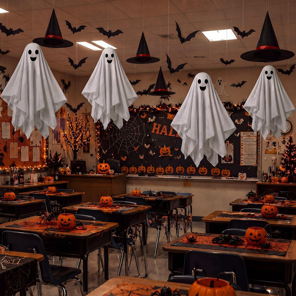 VioraWhite 23 Pcs Halloween Classroom Decorations Ghost Garland Honeycomb