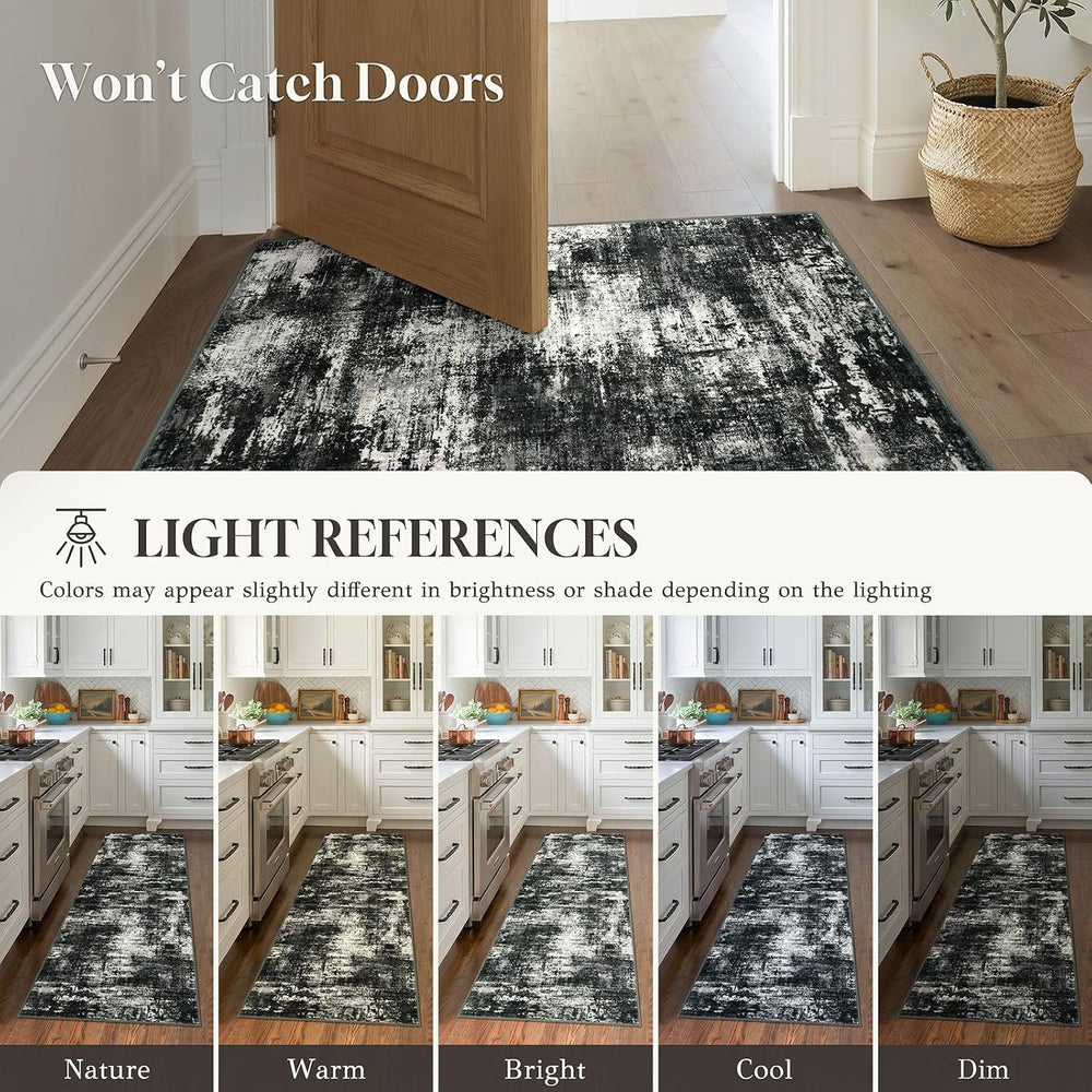 Lansny Abstract Washable 2x8 Runner Rug Runners for Hallways Non Slip