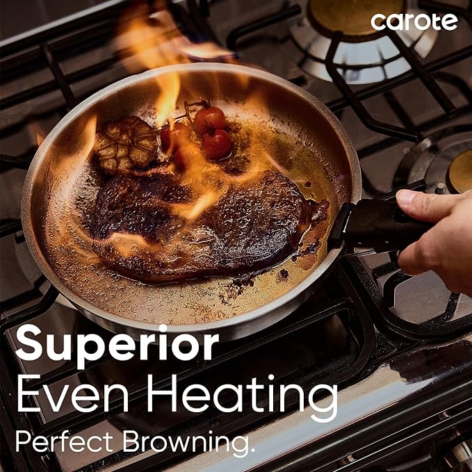 CAROTE Pots and Pans Set, Stainless Steel Cookware Set Detachable Handle