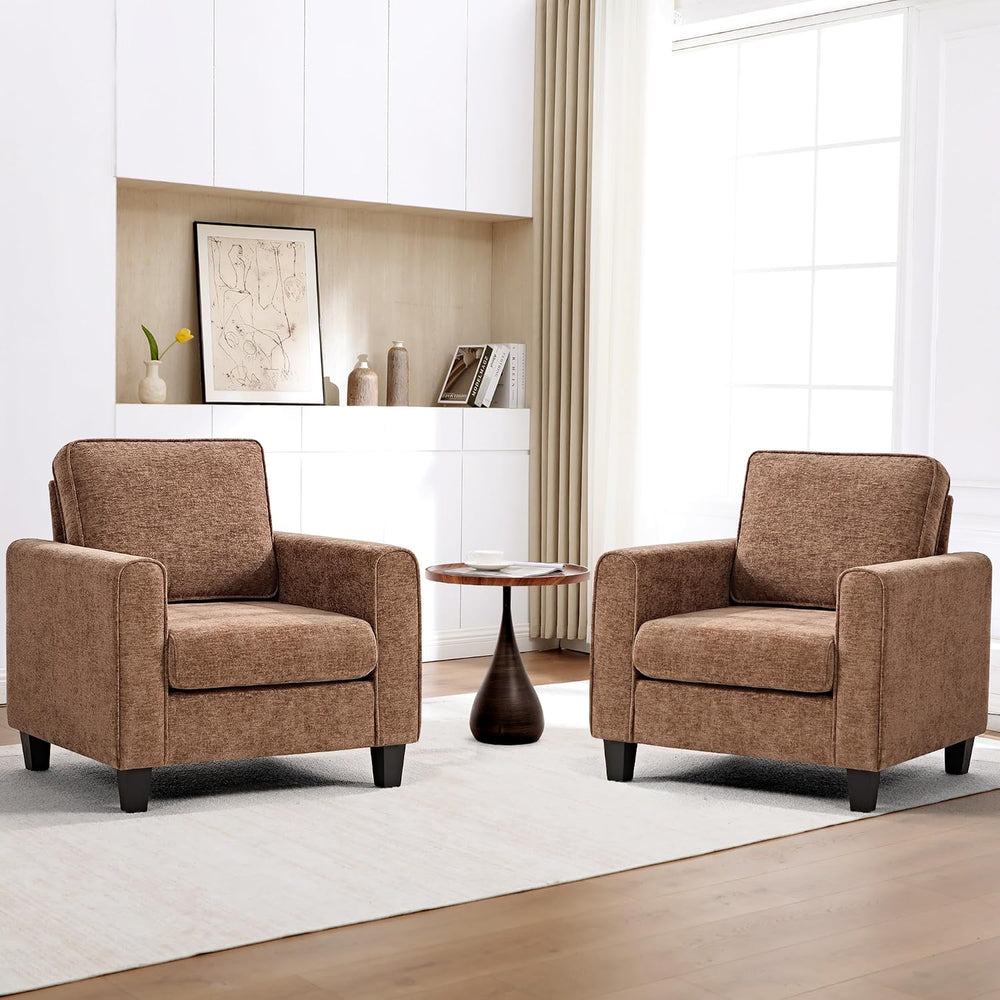 Chenille Accent Chair for Living Room, Mid Century Modern Reading Chair for B...
