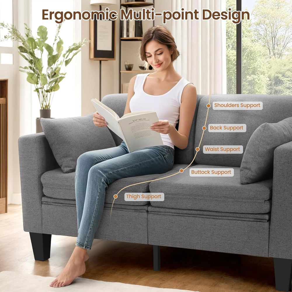 6-in-1 Convertible Sofa Bed, 58" Loveseat Sleeper Sofas, Gray