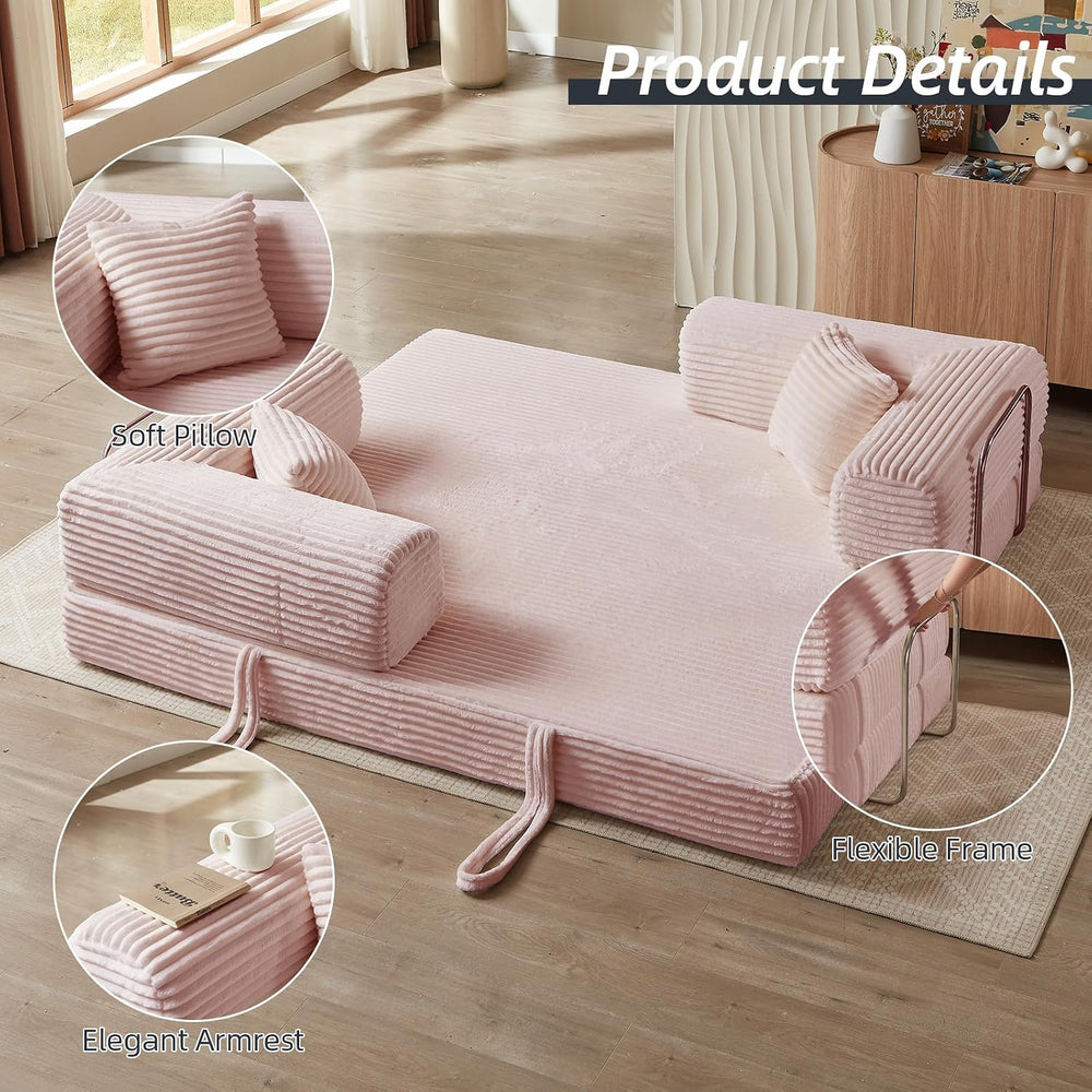 Convertible Folding Sofa Bed, Pink, 81 Inch