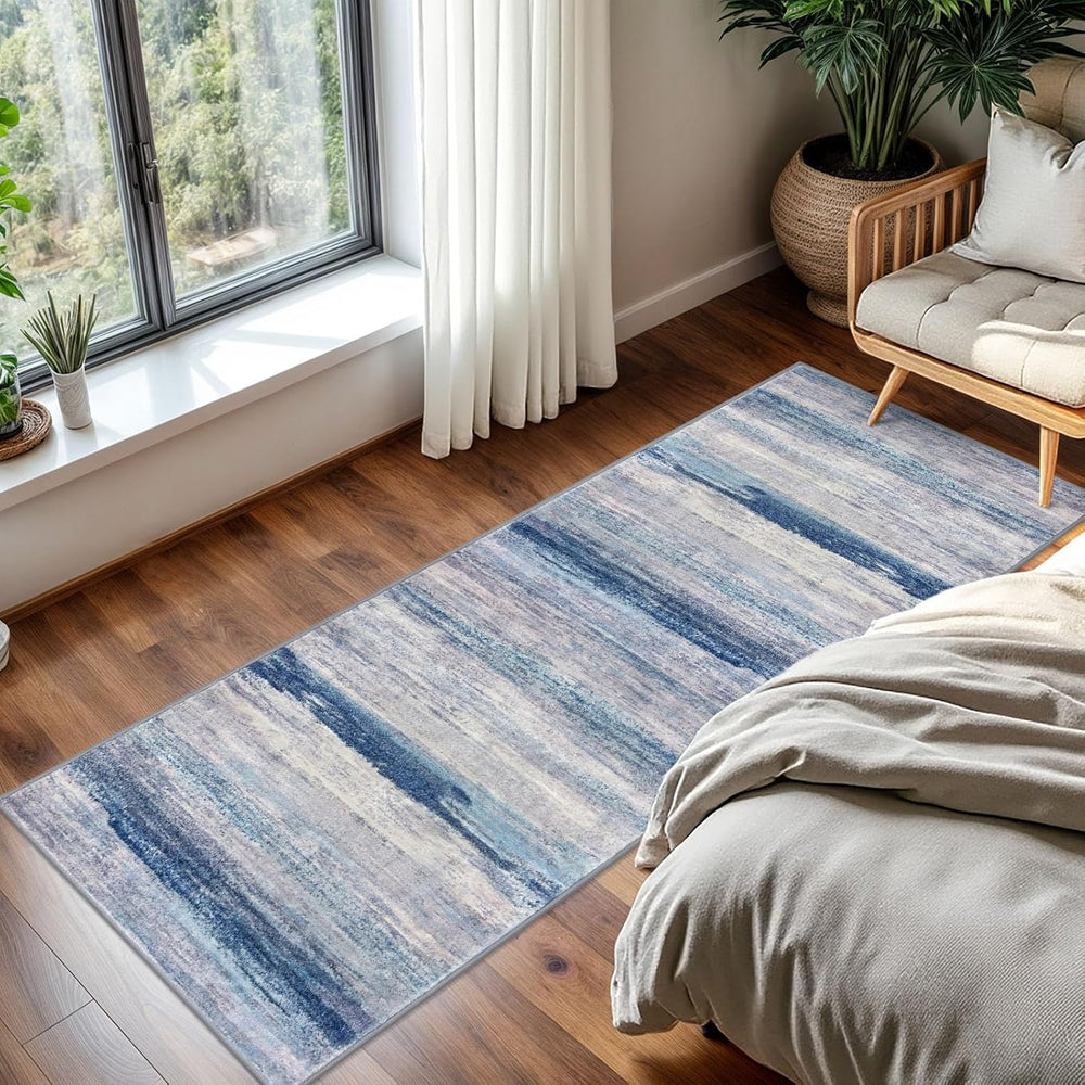 KOZYFLY Modern Abstract Washable Rug Runner 2x5 Hallway Rug Runner Non-Slip S...