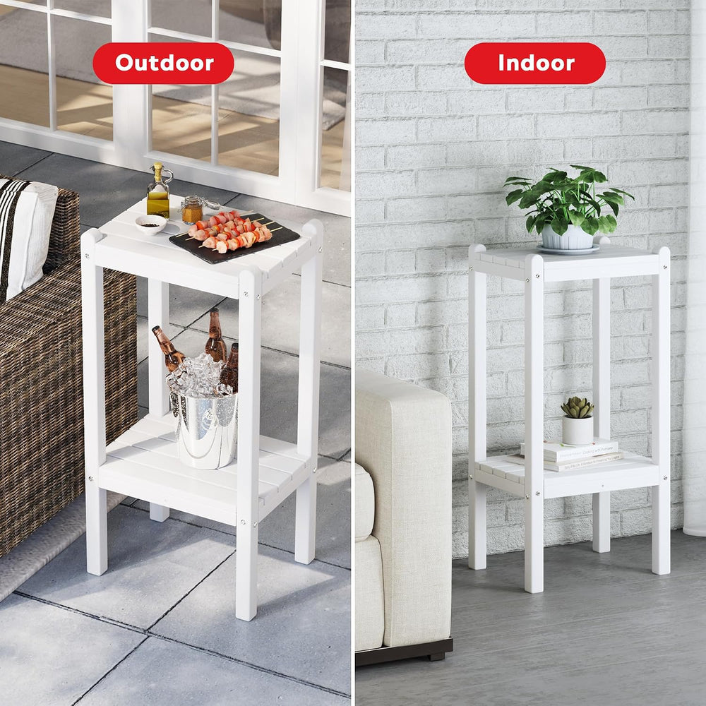 Costaelm Outdoor Side Table, 2-Tier Small Patio Coffee Tables for Outside, Ou...