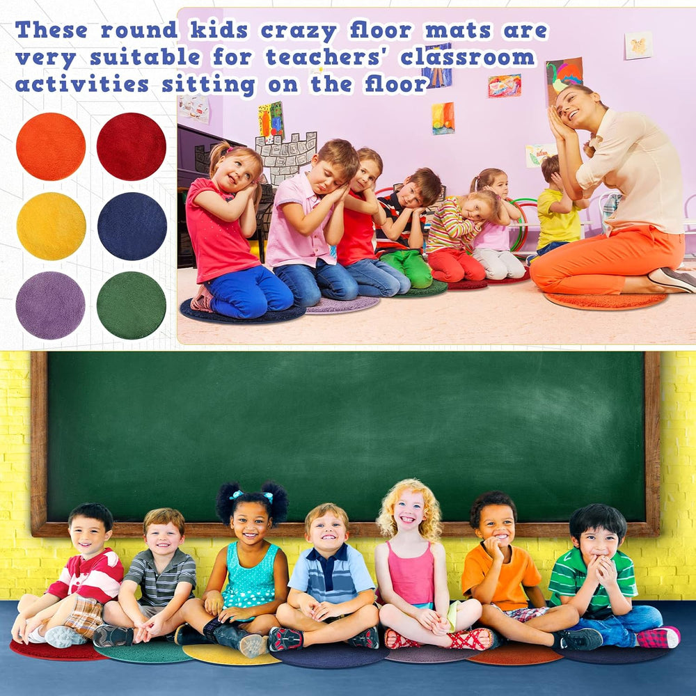 Funtery 6 Pcs Round Classroom Carpet Seats 18 Inch, 6-Color Set,Round