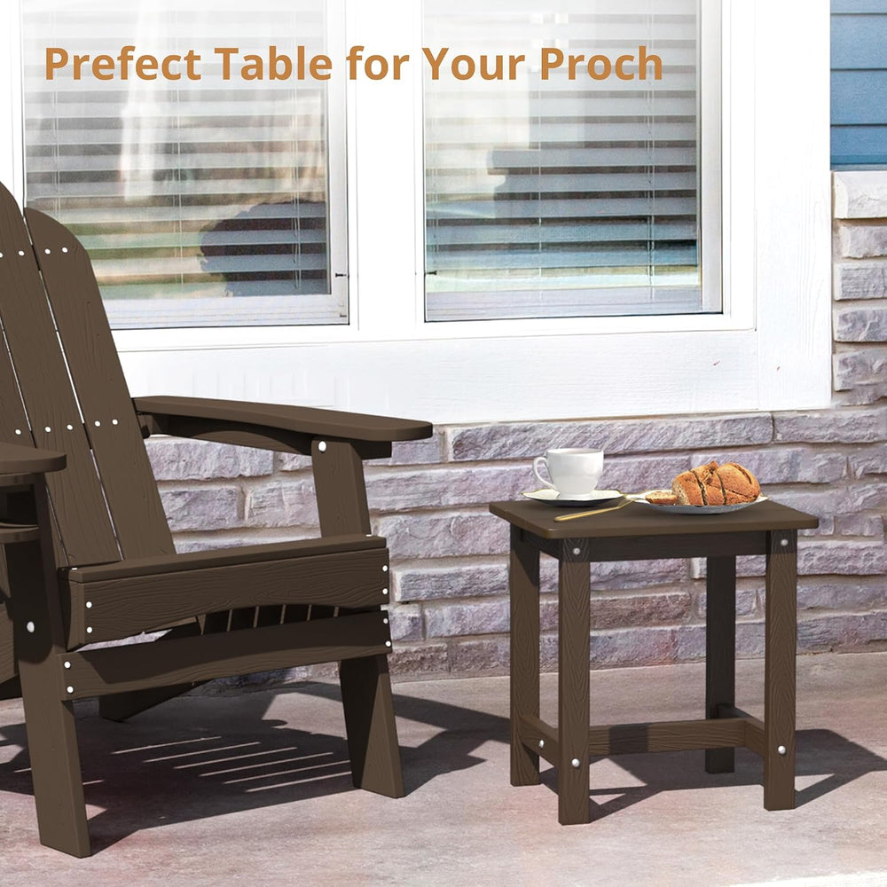 LUE BONA Outdoor Side Table, HDPS Small Outdoor Adirondack Side Tables, Outsi...