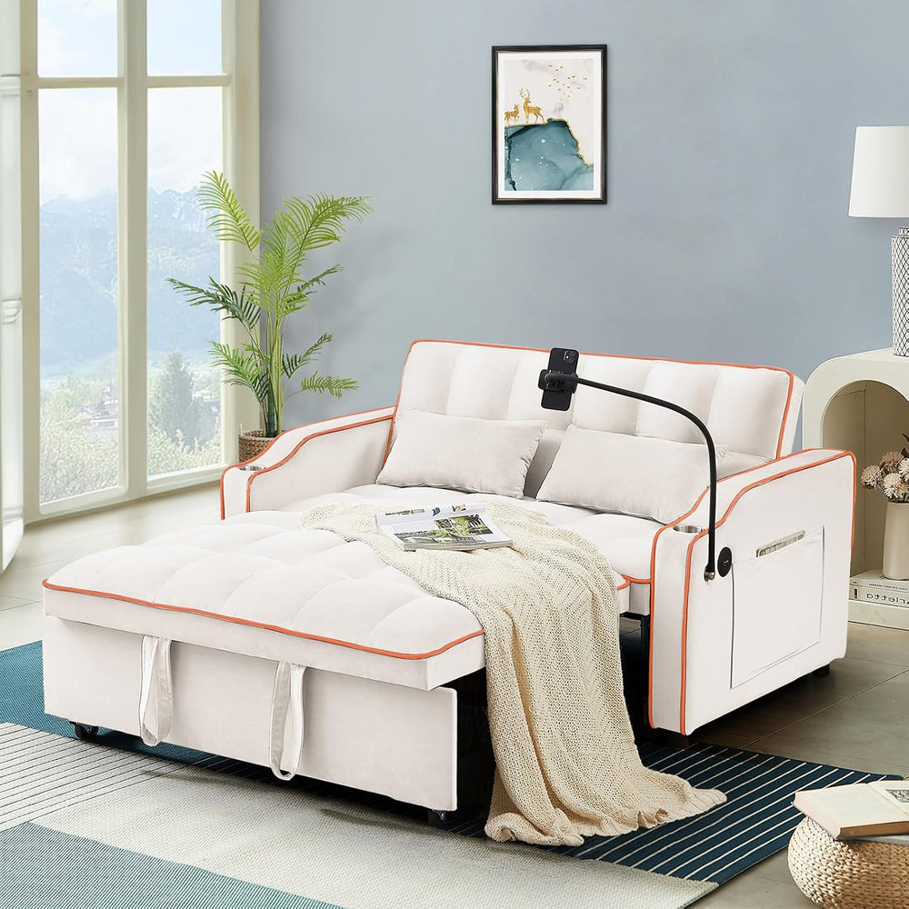 Antetek Sleeper Sofa Couch Bed with USB & Type C Port, Modern 3-in-1 Conv...