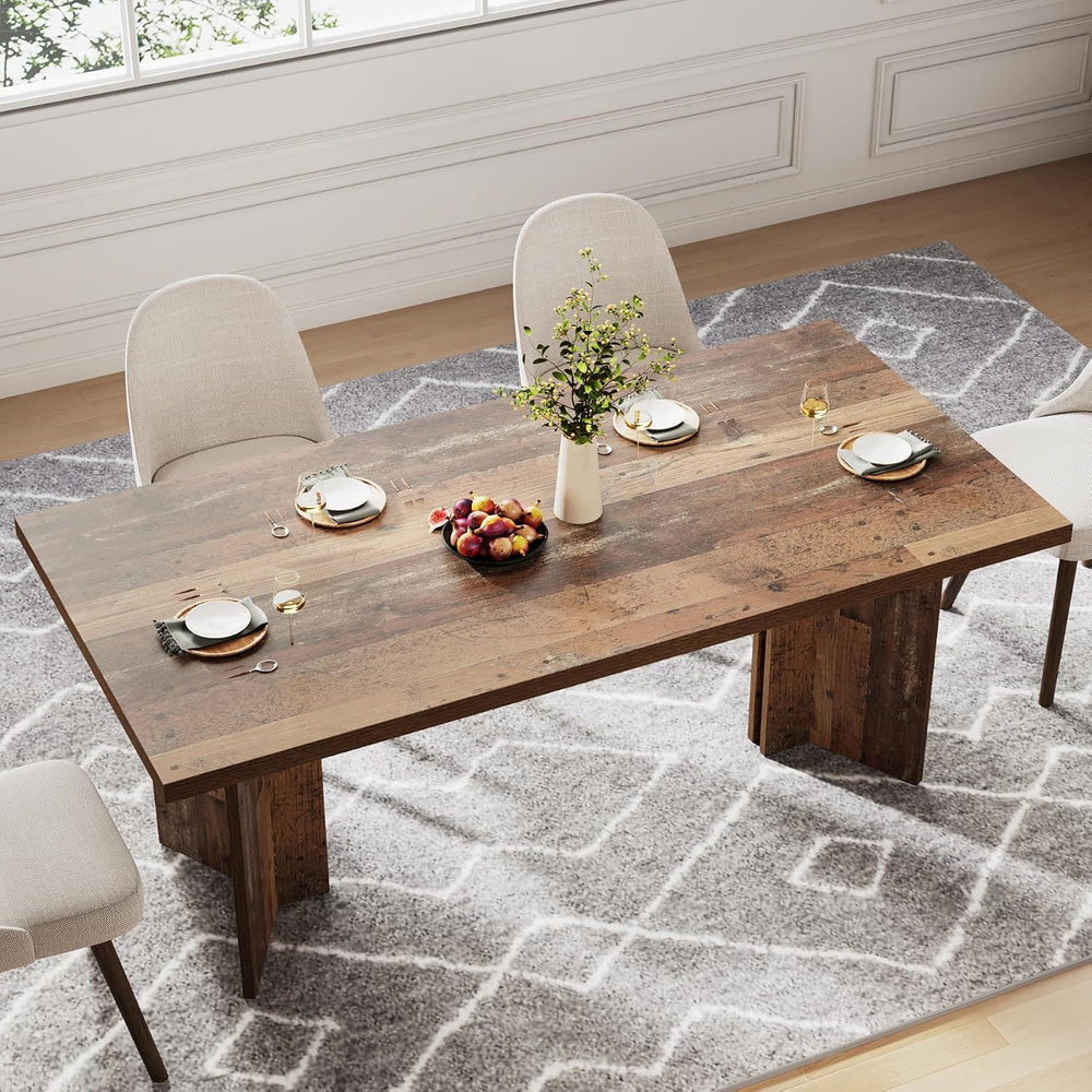 Tribesigns 63-inch Dining Table for 4-6, Farmhouse Kitchen Table with Large T...