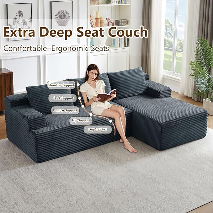 96.1" Modular Sectional Sofa Couches L-Shape Couch 3 Seat Modular Sofa C...