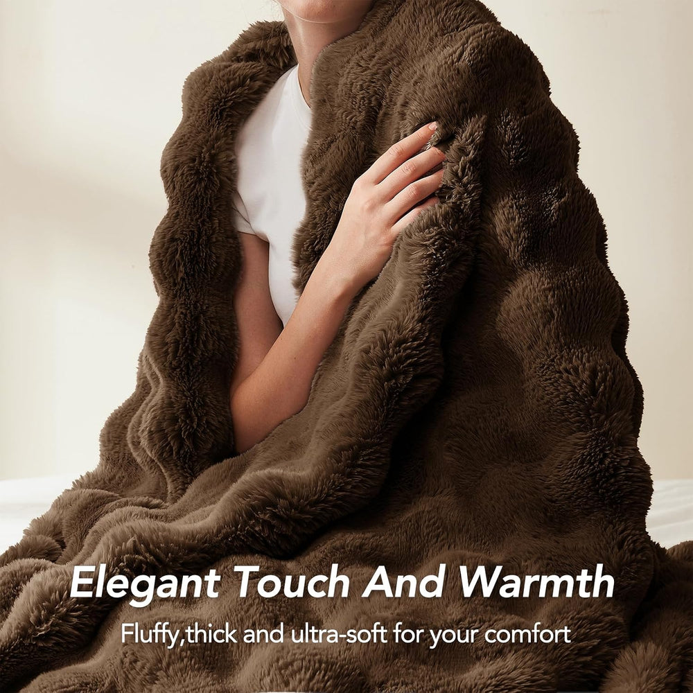 L'AGRATY Faux Rabbit Fur Throw Blanket for Couch, 60'' x 80'&...
