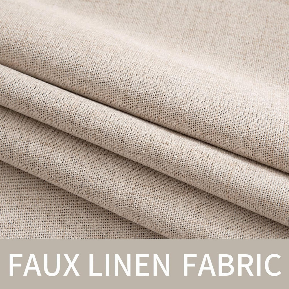 MIULEE 100% Blackout Linen Curtains for Bedroom 52x72 Inches Natural Beige