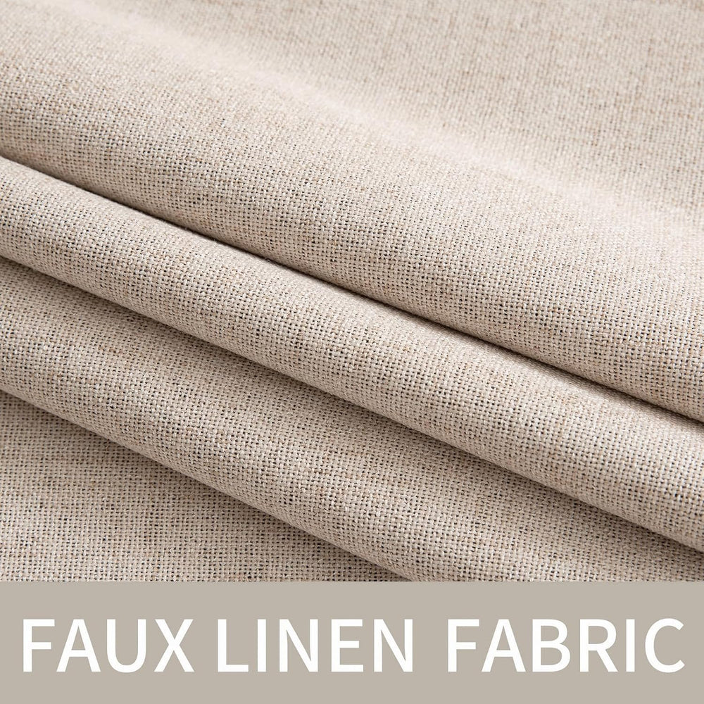 MIULEE 100% Blackout Linen Curtains for Bedroom 52x96 Inches Natural Beige