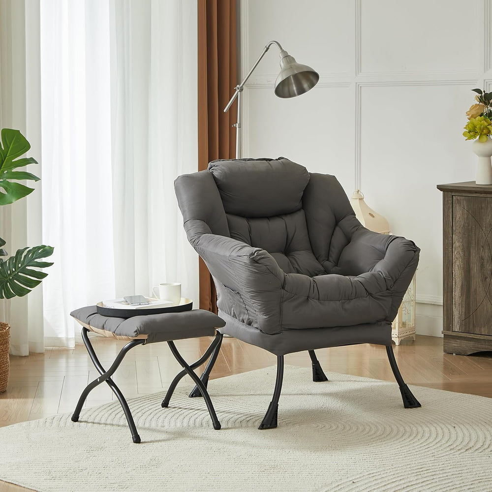 HollyHOME Lazy Chair with Foldable Ottoman, Accent Comfy Lounge Armchair and ...