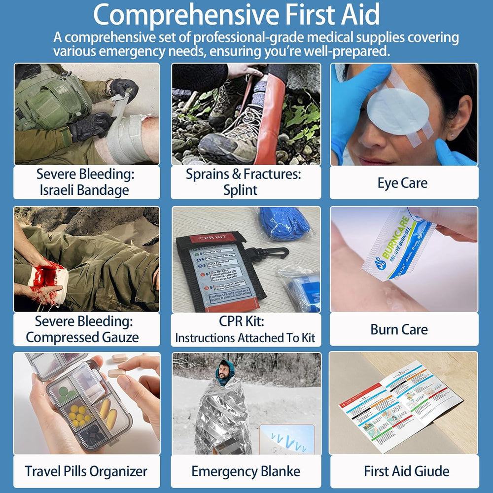 Professional Trauma First Aid Kit - Military-Grade Labelled Compartments &...