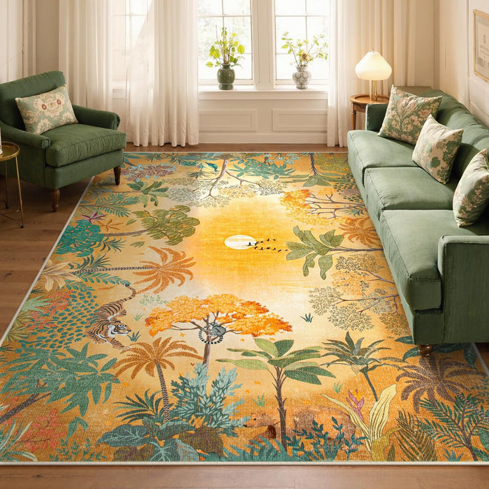 Lahome Fall Jungle Bedroom Rug 8x10, Washable Fall Rugs for Living Room