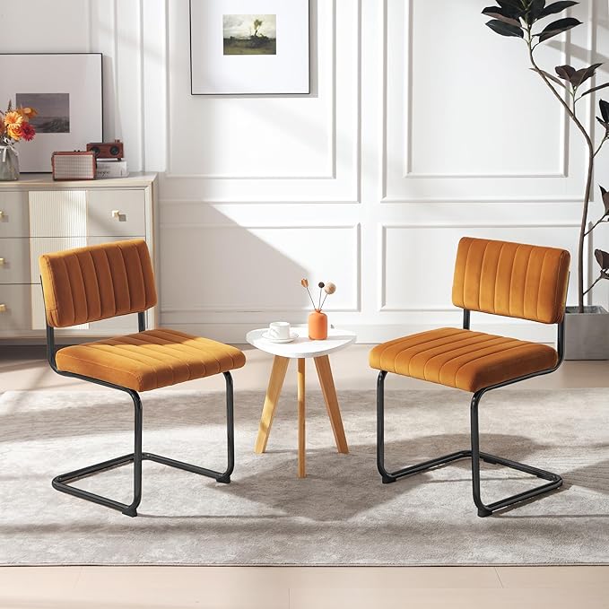 ONEVOG Velvet Dining Chairs Set of 2, Upholstered Kitchen Dining Room Chair, ...