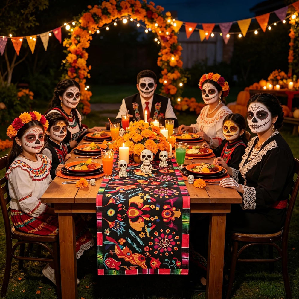15 Pack Mexican Theme Halloween Table Runners 72ร13in Cinco de Mayo Bird Dia ...