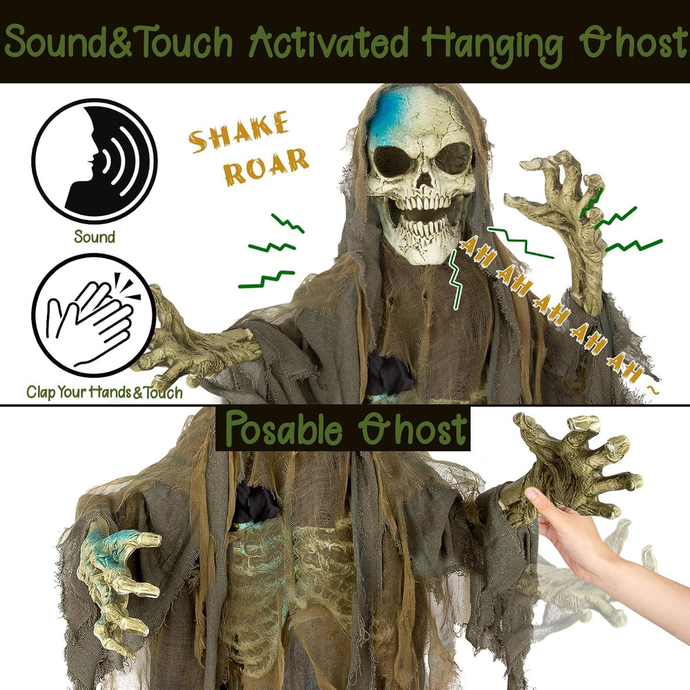 72โ Halloween Animatronics Standing Skeleton with Sound & Touch Activated