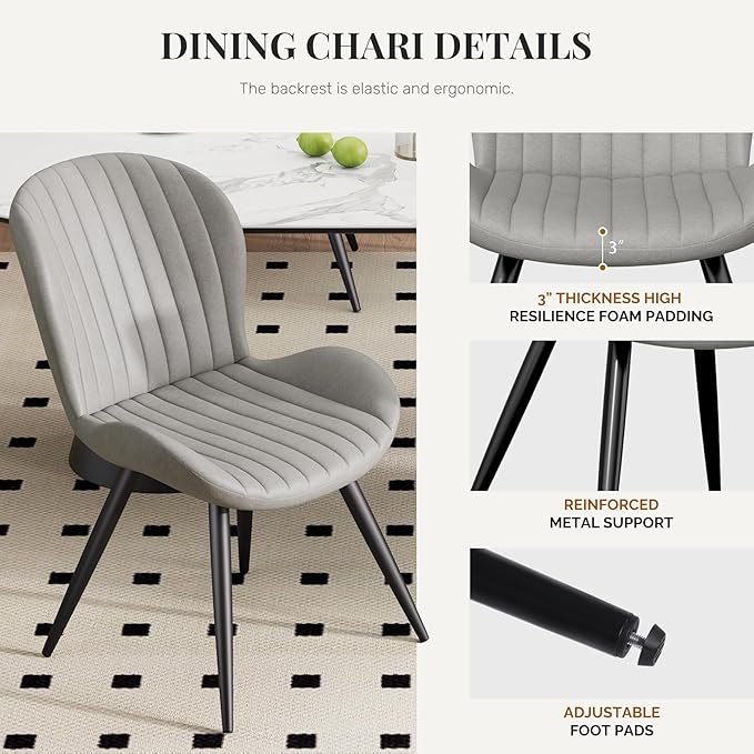 Dining Chairs Set of 6 Modern Fabric Dining Room Chairs Upholstered Dining Ch...