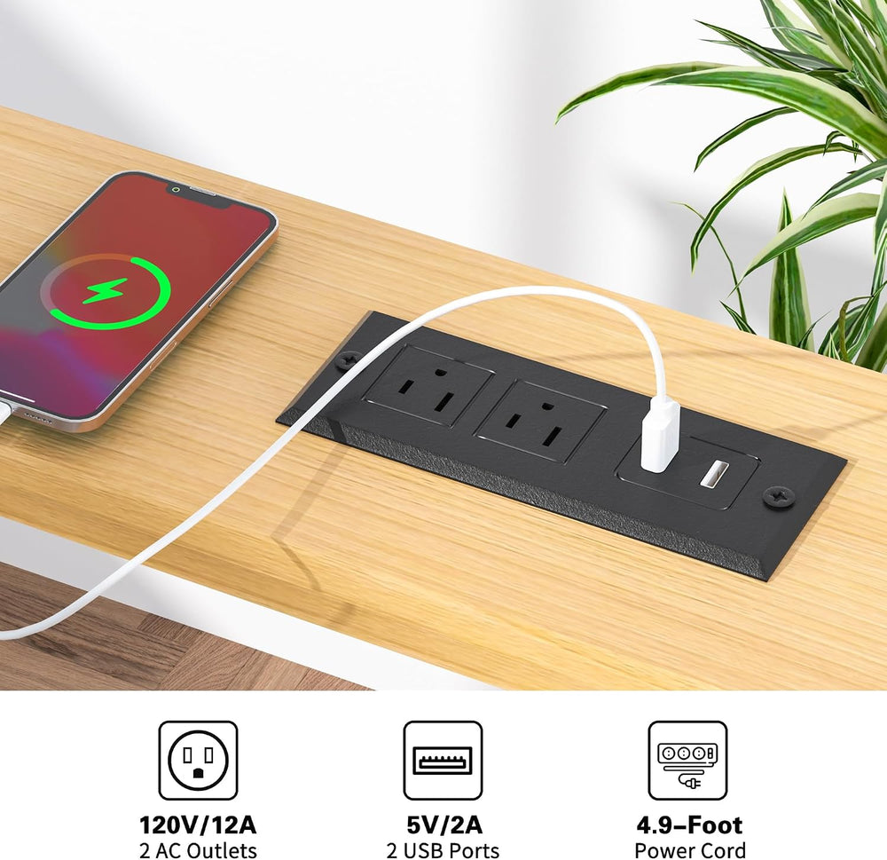 VASMIA 70.9 Inch Narrow Console Table with Outlet,Bamboo Behind Couch Sofa Ta...