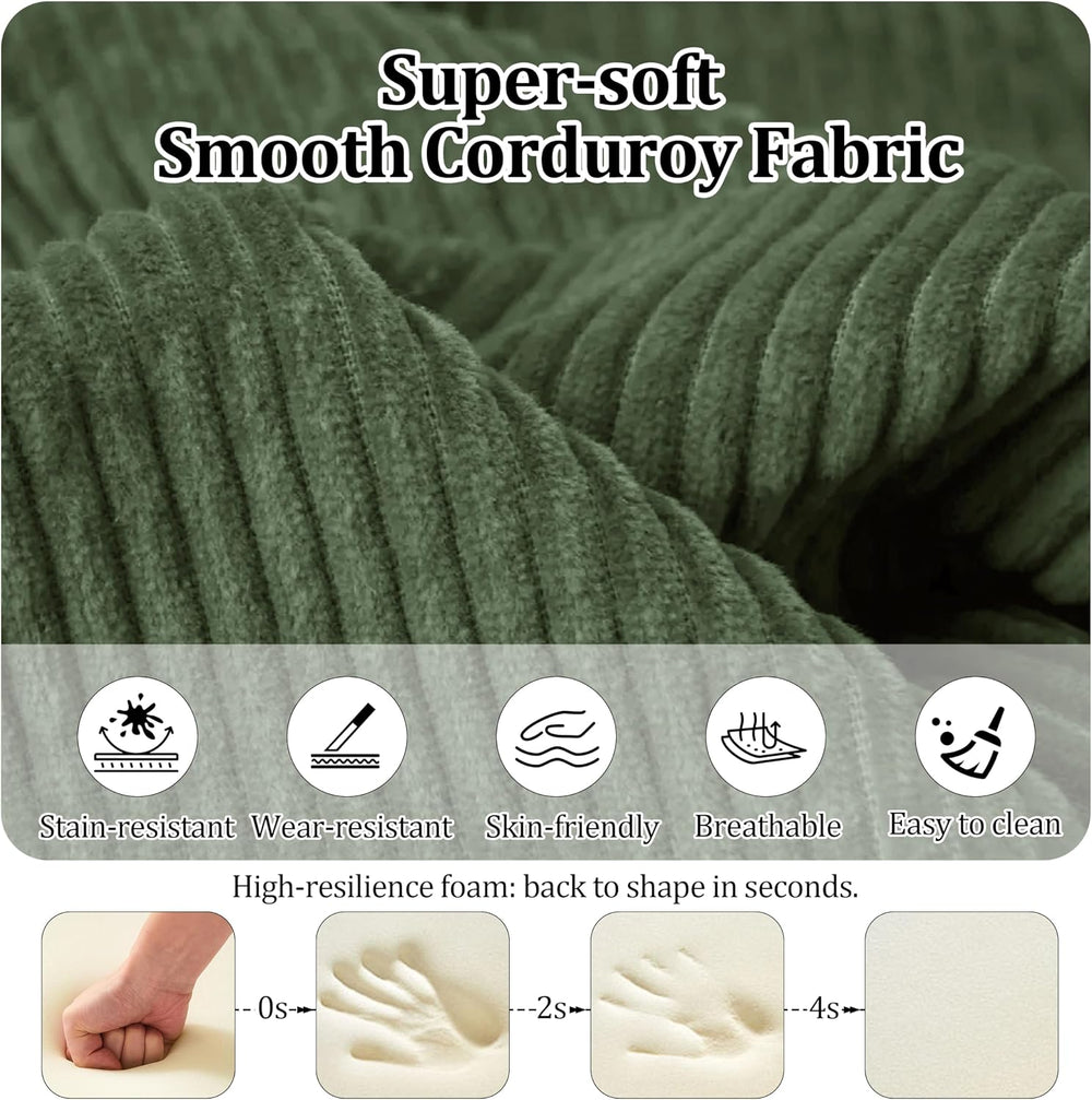 59'' Convertible Compressed Corduroy Folding Cloud Sofa Bed, Modern B...