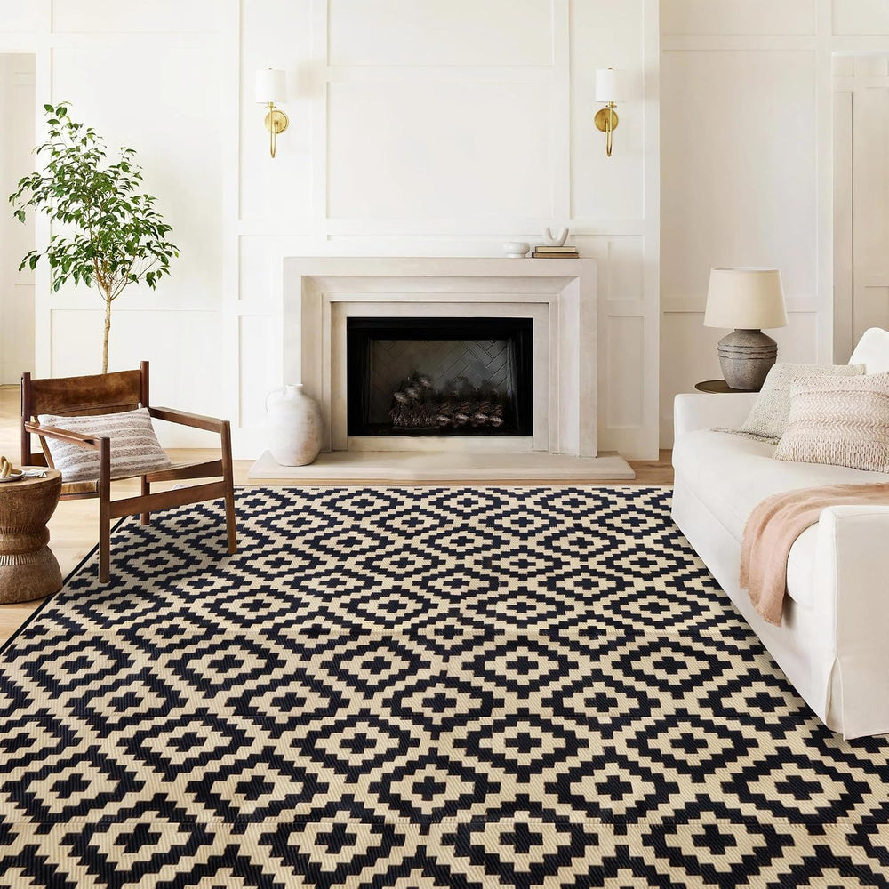 SAND MINE Waterproof Outdoor Rug 8x10 ft, Plastic Reversible Rug, Modern Area...