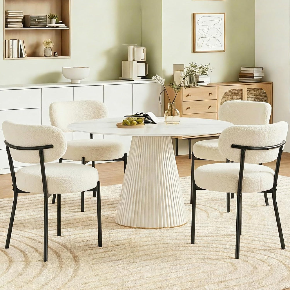 DUMOS Dining Chairs Set of 6, Mid Century Modern Chair Round Upholstered Curv...