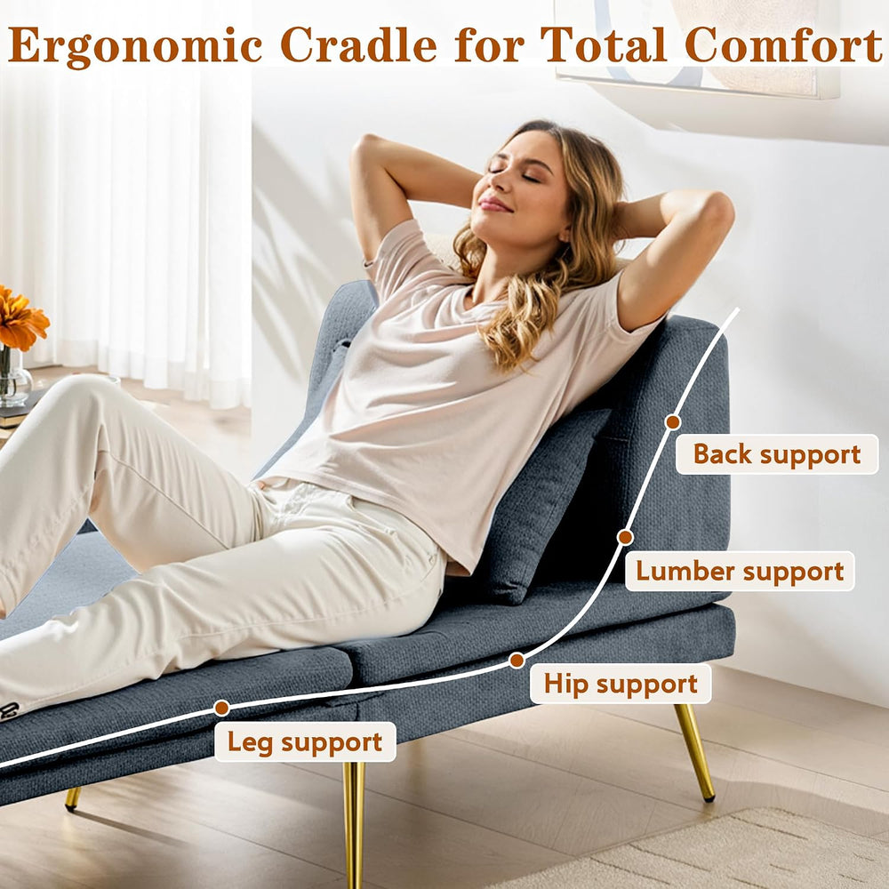 Futon Chair, 3-in-1 Chair Sleeper Bed for Adults with Back Support