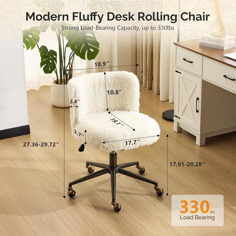 VINGLI Plush Upholstery Vanity Desk Chair with Curved Back & 90-102° Tilt...