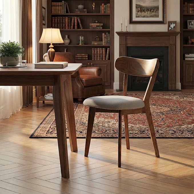 100% Solid Wood Dining Chairs,Mid Century Modern Dining Chairs with Upholster...