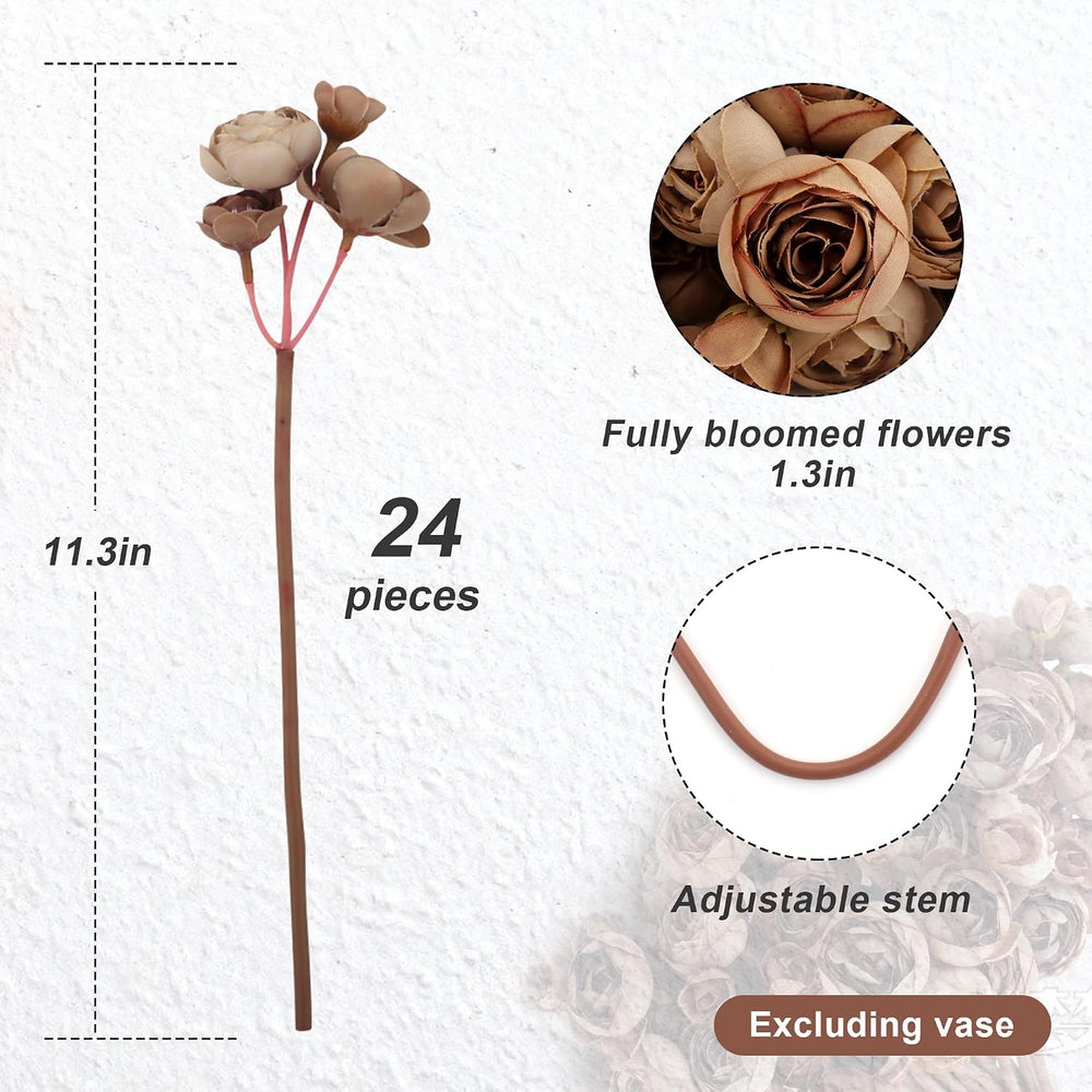 24 Stems Artificial Ranunculus Flowers - 96 Bloom Faux Silk Ranunculus Bouque...